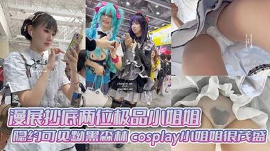 漫展抄底两位极品小姐姐 隐约可见黝黑森林 cosplay小姐姐很茂盛